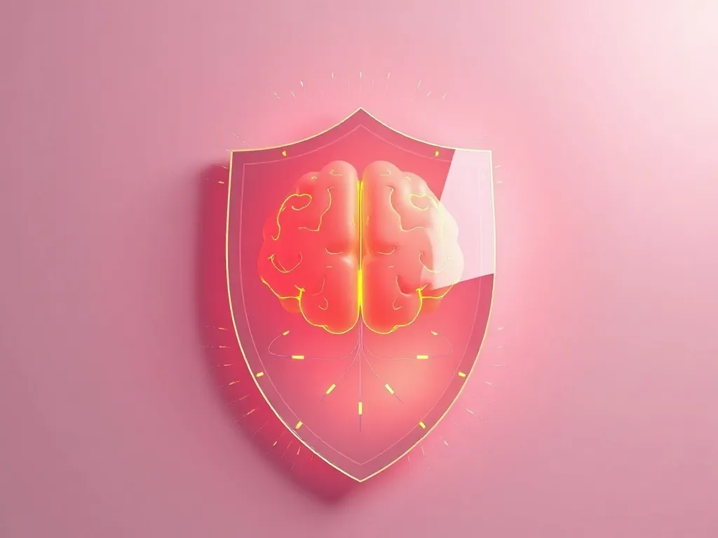 Digital visualization of a shield protecting a glowing brain