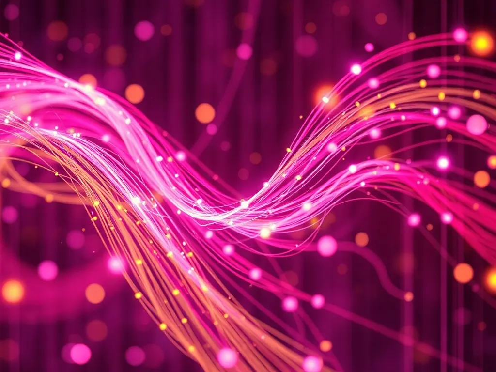 Abstract visualization of data flowing through digital pink