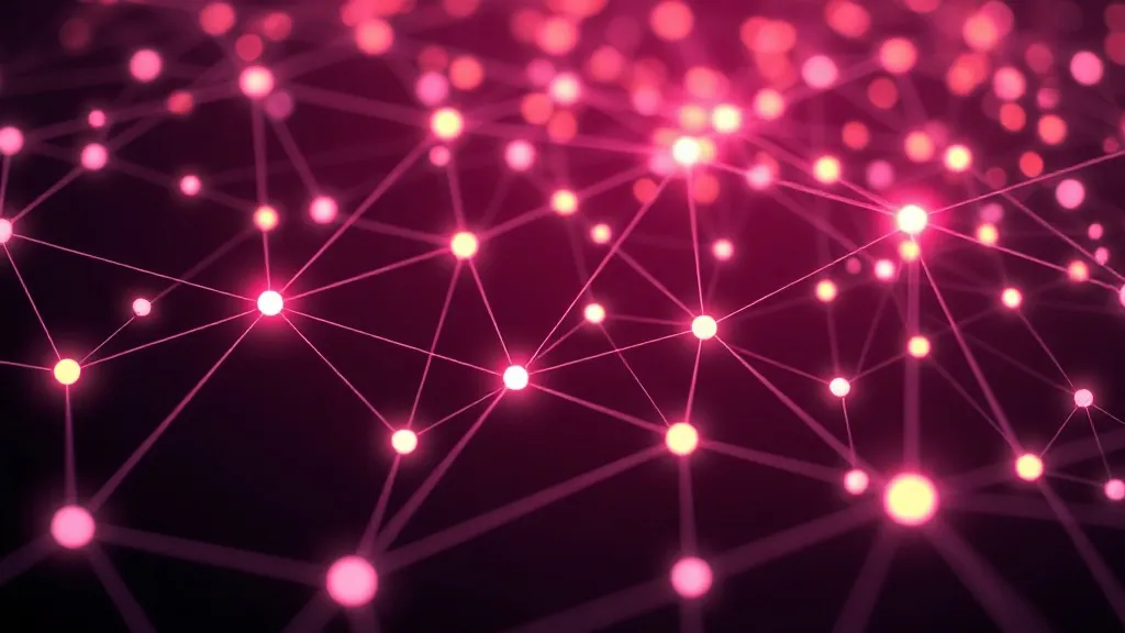 Abstract digital network connections with soft pink and gold