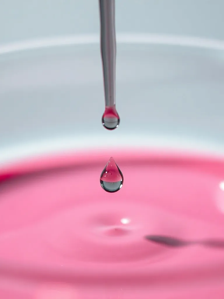 Macro photography of a single drop of dark liquid falling in